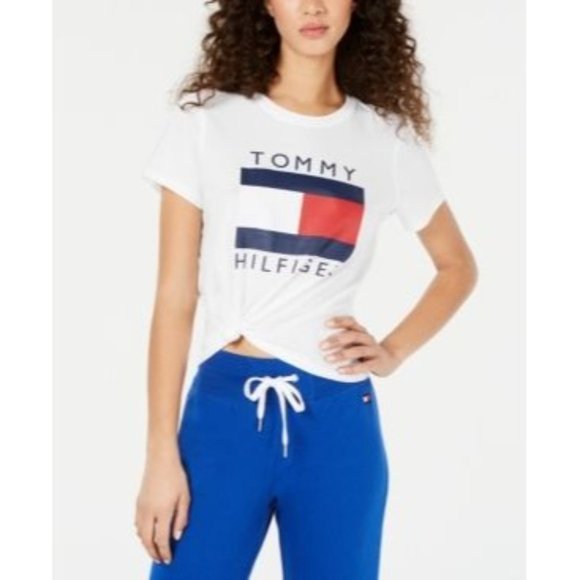 TOMMY HILFIGER White Knot-Front Tee - XL NWT - Picture 3 of 3